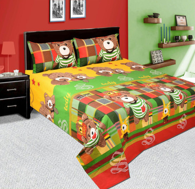 

Wonder Fab Cotton Double Cartoon Bedsheet(Pack of 1, Multicolor)