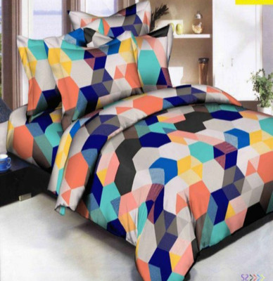 R.K.IMPEX 122 TC Polycotton Double Self Design Flat Bedsheet(Pack of 1, Multicolor)