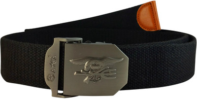 

Ammvi Creations Men Casual Black Canvas Belt