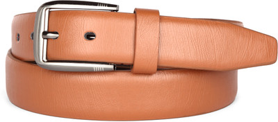 

U+N Men & Women Casual Tan Genuine Leather Belt