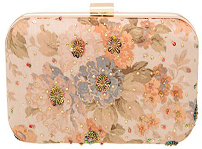 

Fabric and Lace Party Beige Clutch