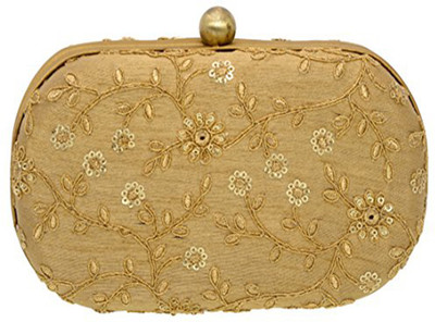 

Fabric and Lace Party Gold Clutch