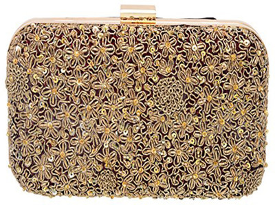

Fabric and Lace Party Maroon Clutch