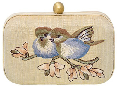 

Fabric and Lace Casual Beige Clutch