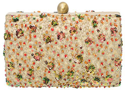 

Fabric and Lace Party Beige Clutch