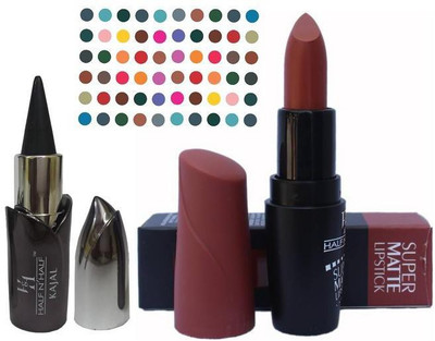 AV Half N Half Super Matte Lipstick Kajal Bindi(Set of 3)
