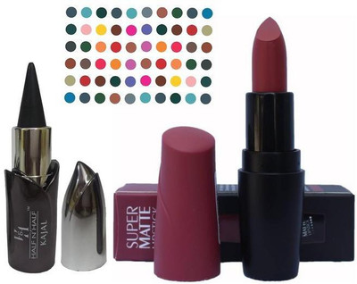 

AV Half N Half Super Matte Lipstick Kajal Bindi(Set of 3)