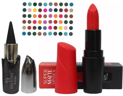 

AV Half N Half Super Matte Lipstick Kajal Bindi(Set of 3)