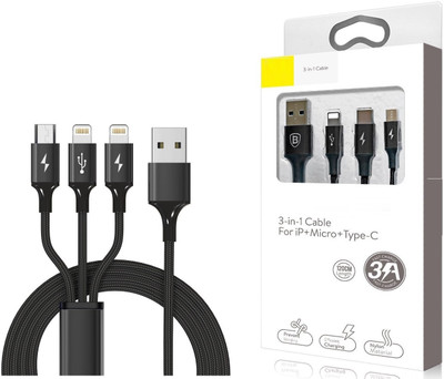 VibeX ® Multi Cable Charger, Acessorz 4ft/1.2m Multiple USB 3 in 1 Dual Lightning & Micro Nylon Braided Quick Charging Cable Cord for iPhone 7/7 Plus, iPhone 6/6S plus/5/SE, iPad, iPod, Android Phones Multi functional OTG cable(Mobile, Laptop, Tablet, Mp3, Gaming Device, Multicolor) Flipkart