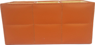 

TYPIFY 4 Compartments Leather Tan Color Leather Desk Organiser(Tan)