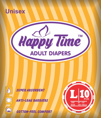 

Happy Time Unisex -Large 10 units (Pack of 2) Adult Diapers - L(20 Pieces)