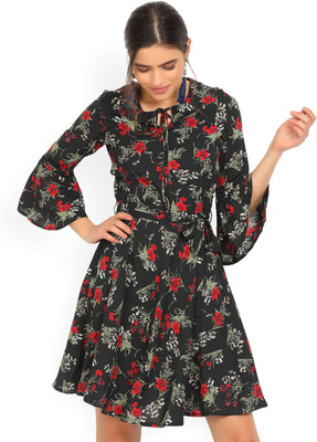 Tokyo Talkies Women A-line Multicolor Knee Length Dress