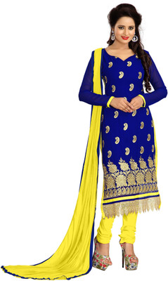 

Vardhman Synthetics Georgette Embroidered Dress/Top Material(Un-stitched), Blue