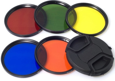 BOOSTY 55mm Color Filter Set Lens Accessory Filter Kit Blue Yellow Orange Red Green + Lens Cap + 6 slot Case For Nikon D5600, D3400 DSLR Camera With 18-55mm f/3.5-5.6G VR AF-P DX And 70-300mm f/4.5-6.3G ED AND SONY ALPHA CAMERA 18-55MM LENS Color Effect Filter(55)