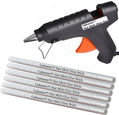 

Upkaran 40 Watt Black Hot Melt Glue Gun leak proof With 6 Silver Glitter Glue Sticks For Quick Repairs,Creative Work Electronic Standard Temperature Corded Glue Gun(11 mm)