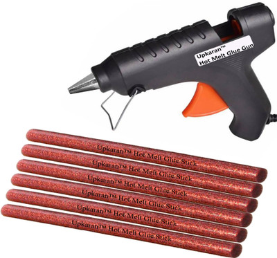 

Upkaran Leak Proof with 6 Red Glitter Glue Sticks Heavy Hot Melt 40 Watt Glue Gun For art and craft Professional Standard Temperature Corded Glue Gun(11 mm)