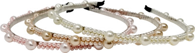

Evolution Hair Band Combo of White,Pink,Cream Pretty Pearl Fancy Wedding Party Hair Band, Head Band, for Women/Girls (Pack of 3) Hair Band(Multicolor)