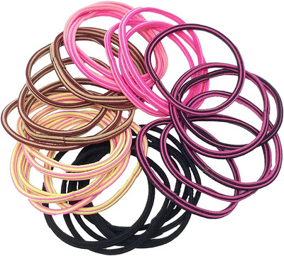 

Evolution Elastic Rubber Bands Metal free Lining Print Basic Shades Hair Ties for (Pack of 30) Rubber Band(Multicolor)