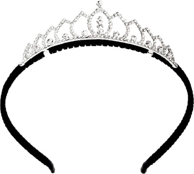 

Evolution Hair Band Queen's Tiara Premium Dimond Black Silver Fancy Wedding Party Hair Band, Head Band, for Women/Girls Hair Band(Multicolor)