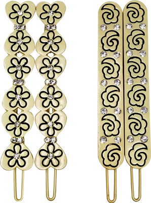

Evolution Hair Accessories Golden Dimond Elegent Combo Of Floral & Heart Print, Casual Hair Pin, Chimta Pin, Lock Pin for Women/Girls (Pack Of 4) Hair Pin(Multicolor)