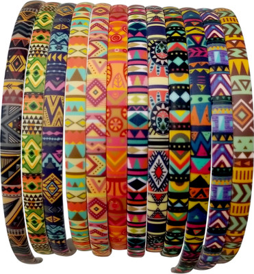 

Evolution Hair Band Multicolored Antique Print Hair Band, Head Band, for Women/Girls (Pack of 12) Hair Band(Multicolor)