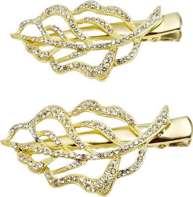 

Evolution Hair Accessories Golden Leaf Dimond, Wedding Party Hair Pin, Slider Lock Pin, for Women/Girls ( Pack of 2 ) Hair Pin(Multicolor)