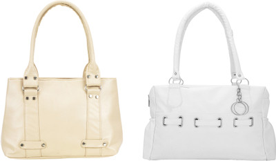 

Lady bar Shoulder Bag(Beige, White)