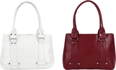 

Lady bar Shoulder Bag(White, Maroon), Maroon;white