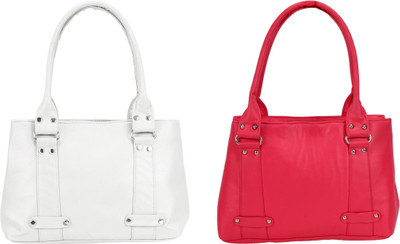 

Lady bar Shoulder Bag(White, Pink), Pink;white