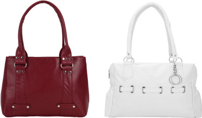 

Lady bar Shoulder Bag(Maroon, White)