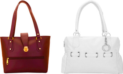 

Lady bar Shoulder Bag(Maroon, White)