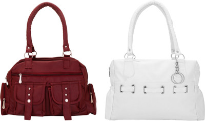 

Lady bar Shoulder Bag(Maroon, White)