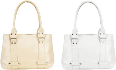 

Lady bar Shoulder Bag(Beige, White)