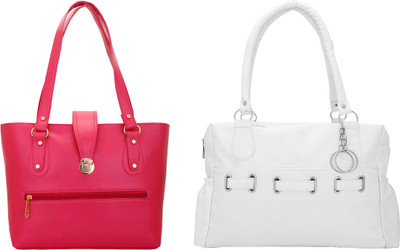 

Lady bar Shoulder Bag(Pink, White)