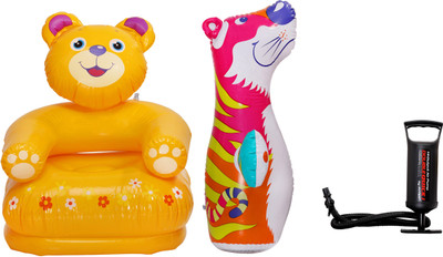

Geckos Kids Inflatable Teddy Chair With Pump+Tiger Punching Inflatable Play Gym(Multicolor)