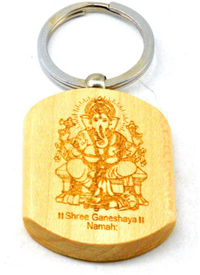 

Faynci Shree Ganeshaya Namah Engraved Handcrafted Wooden Key Chain Key Chain