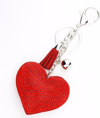 

DALUCI Fashion Car Play Full Crystal Rhinestone Heart Red Silver Key Chain