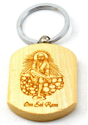 

Faynci Om Sai Ram Saibaba Engraved Handcrafted Wooden Key Chain Key Chain