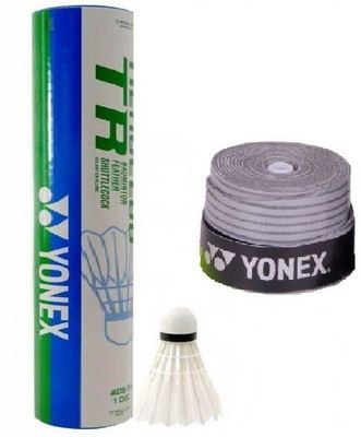 

Yonex Combo of Two- One 'Aeroclub TR feather shuttle cock (Pack of 12) and one 'ET -903' Badminton Grip- Badminton Kit