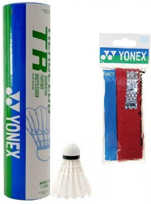 

Yonex Combo of Two- one 'Aeroclub TR feather shuttle cock (Pack of 12) and one Badminton Grip- Badminton Kit