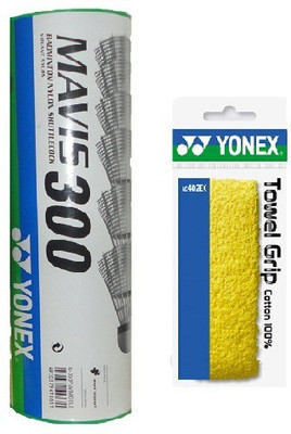 

Yonex Combo of two- One Nylon Shuttle cock (Pack of 6) and One Badminton Grip (Color On Availability)- Badminton Kit