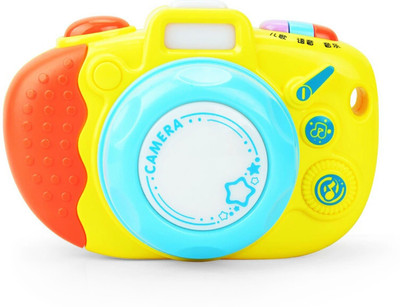 

TALKING GANESHA Cute Colorful Luminous Camera with 4 Sound Effects, 8 Animal Sounds, more than 10 different types of music learning & development toy for kids (yellow)(Yellow)