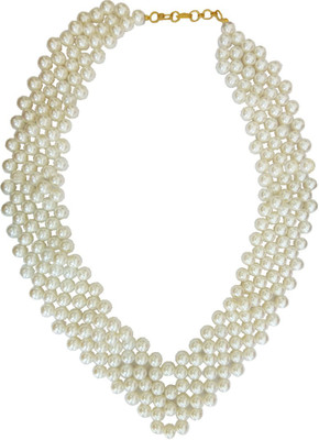 Rich & Famous stylish pearl necklace Mala For Women Pearl Metal Necklace at flipkart