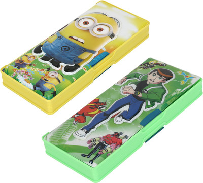 

Aarvi Ben10 & Minions Cartoon Art Plastic Pencil Boxes(Set of 2, Multicolor)