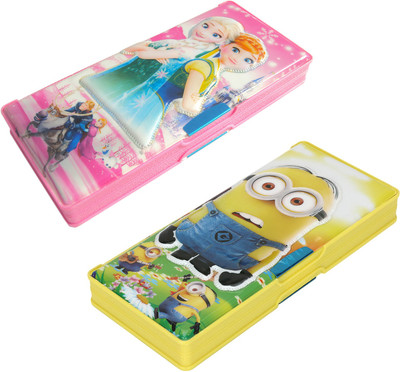 

Aarvi Minions & Frozen Cartoon Art Plastic Pencil Boxes(Set of 2, Multicolor)