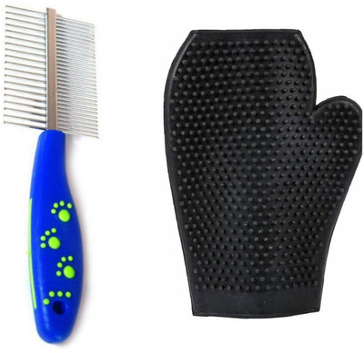 

Pet Needs High Quality Double Sided Pet Comb Stainless Steel Pin Dog Grooming Brush With Grooming Gloves Basic Comb for Dog