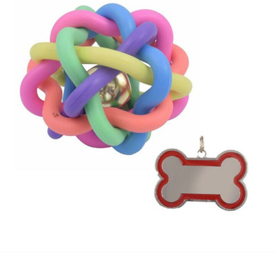 

Pet Needs High Quality Dog Multi Color Wire Ball With Collar Charm For Puppy Rubber Ball For Dog