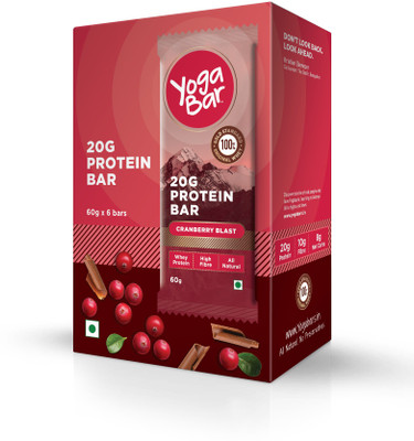 

Yogabar Yogabars 20 gm Whey Protein Bars Whey Protein(360 g, Yoga Bar Protein - Cranberry Blast)