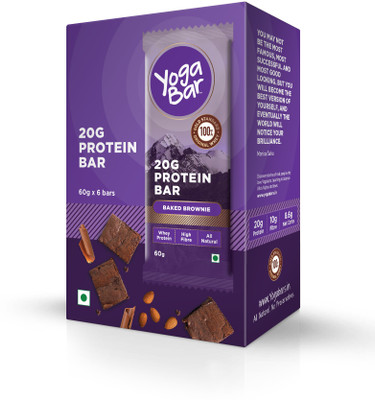 

Yogabar Yogabars 20 gm Whey Protein Bars Whey Protein(360 g, Yoga Bar Protein - Baked Brownie)