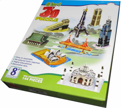 

Zeus 8in1 3D puzzle Mini Architecture different models Play Kids Games DIY Kit Gone are the times of 2D Puzzles its 3D(1 Pieces)